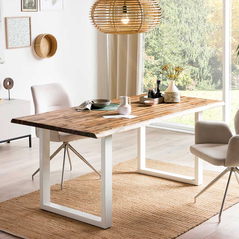 Rodario Bügelgestell Tisch mit natürlicher Baumkante Industrie und Loft Stil