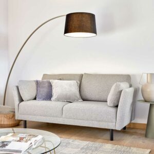 4Home Hellgraues Zweisitzer Sofa aus Chenillegewebe Skandi Design