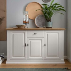 Basilicana Sideboard Country Stil in Weiß Eichefarben