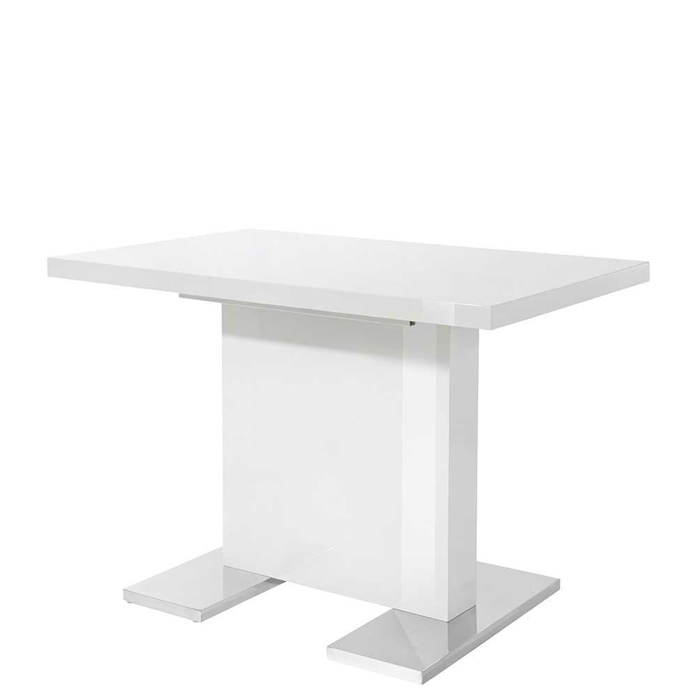 Möbel4Life Esszimmer Tisch in Hochglanz Weiß Säulengestell