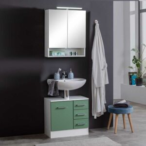 Star Möbel Modernes Waschtisch Set in Grün und Weiß LED Beleuchtung (zweiteilig)
