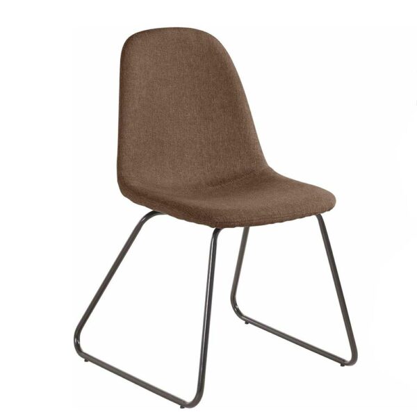 Möbel4Life Webstoff Stühle in Hellbraun Metallbügeln (Set)