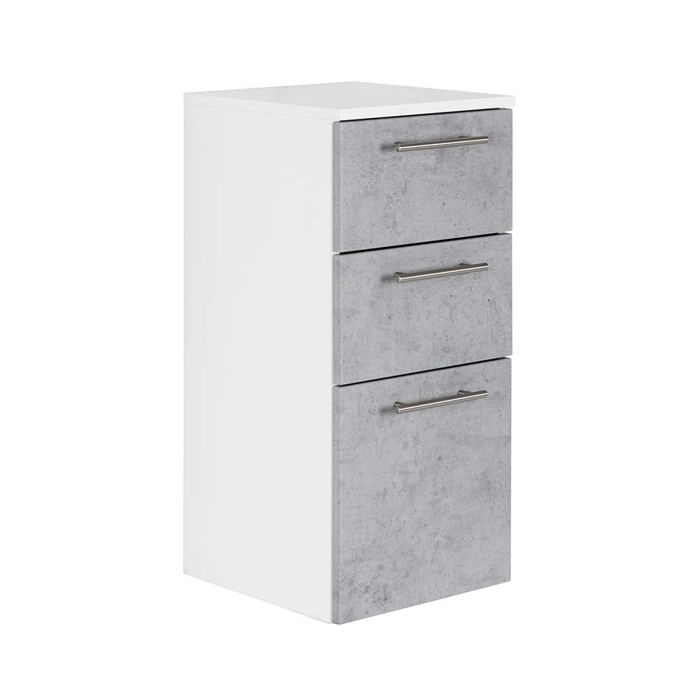 Möbel4Life Badezimmer Unterschrank in Beton Grau und Weiß 75 cm hoch