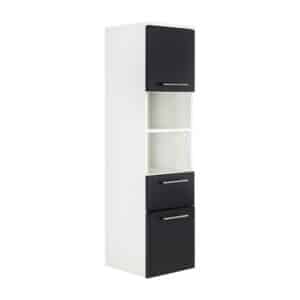 Möbel4Life Badezimmer Hochschrank in Weiß und Schwarz einer Schublade