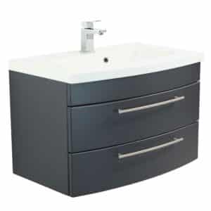 Möbel4Life Waschtischunterschrank in Anthrazit Einlass-Waschbecken