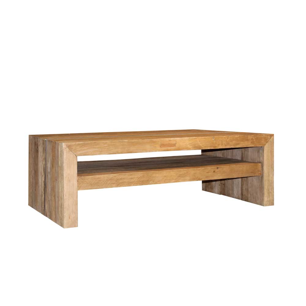 Wooding Nature Massivholz Couchtisch aus Teak 140 cm