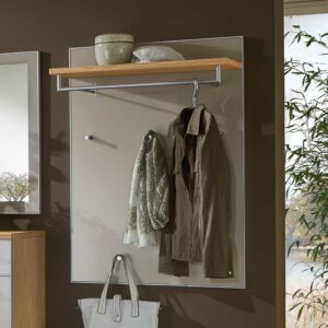 Homedreams Wandgarderobe in Taupe Glas beschichtet Eiche Bianco