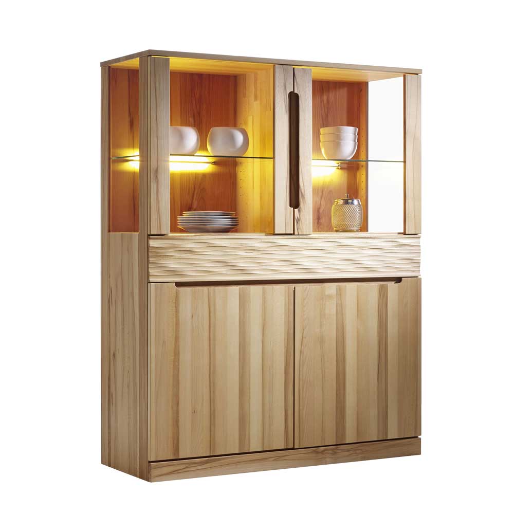 Dreaming Forest Esszimmer Highboard aus Kernbuche massiv geölt LED Beleuchtung