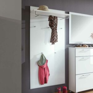 Homedreams Wandpaneel Garderobe in Weiß Glas beschichtet 80 cm breit