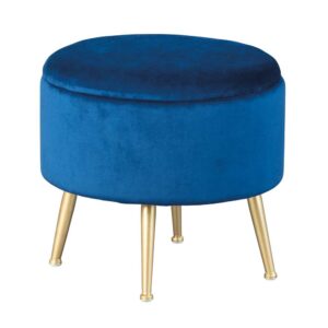 TopDesign Polsterhocker in Blau Samt Stauraum