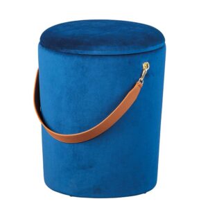 TopDesign Sitzhocker in Blau Samt Truhe