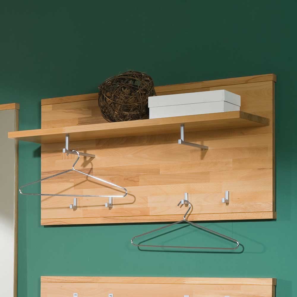 Wooding Nature Wandgarderobe aus Kernbuche Massivholz mit Ablage