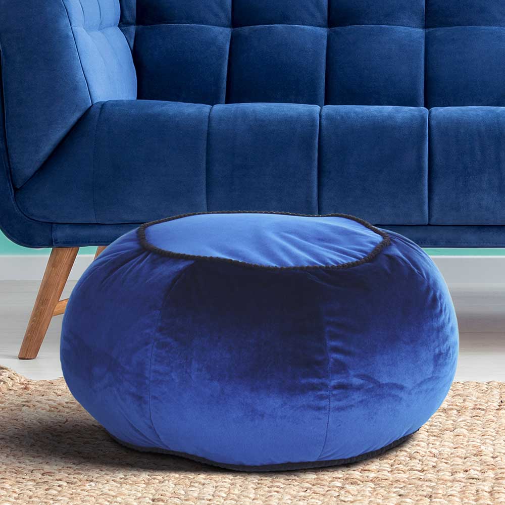 Doncosmo Samt Sitzpouf in Blau Orientalischen Design