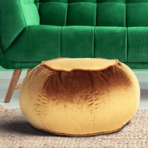 Doncosmo Pouf Hocker in Hellbraun Samt Orientalischen Design