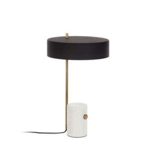 4Home Design Tischlampe in Schwarz und Messingfarben weißem Marmorfuß