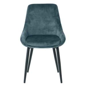 Möbel Exclusive Blaue Samt Stühle mit Gestell aus Metall Schwarz (2er Set)