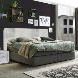 Möbel Exclusive Boxspringbett im Industrie und Loft Stil Metall Kopfteil