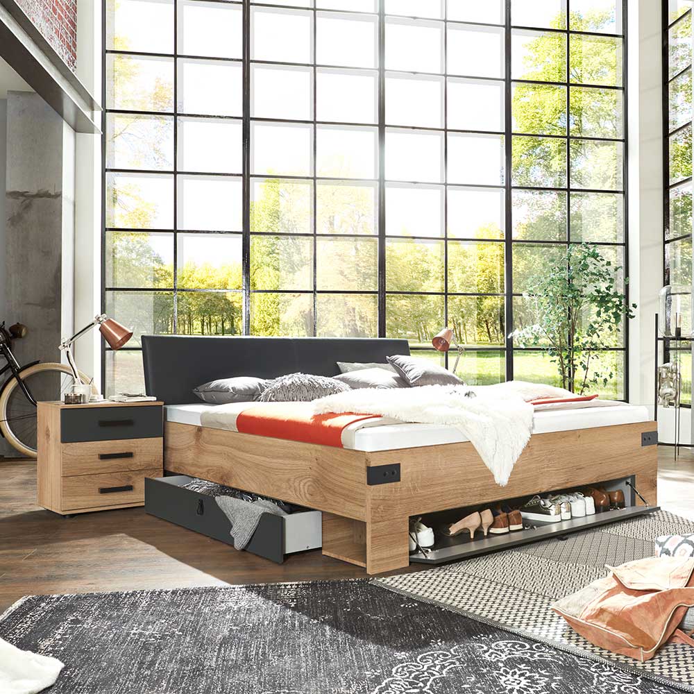 Star Möbel Schubladenbett im Industry und Loft Stil Made in Germany