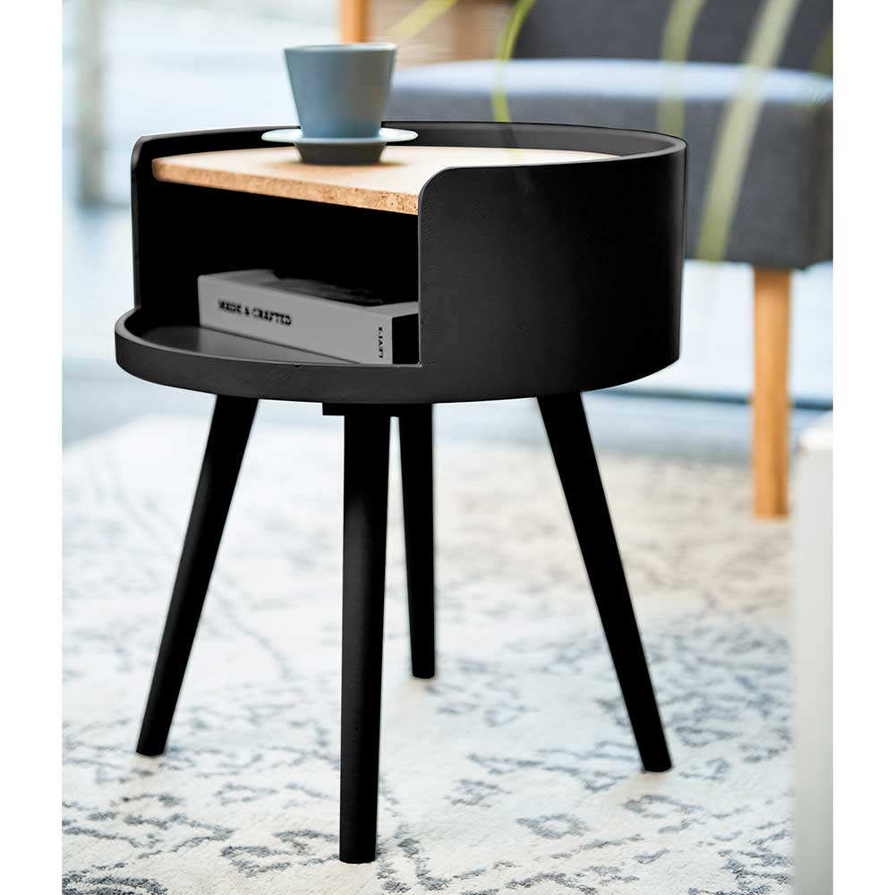 Möbel Exclusive Beistelltisch mit Kork in modernem Design Vierfußgestell