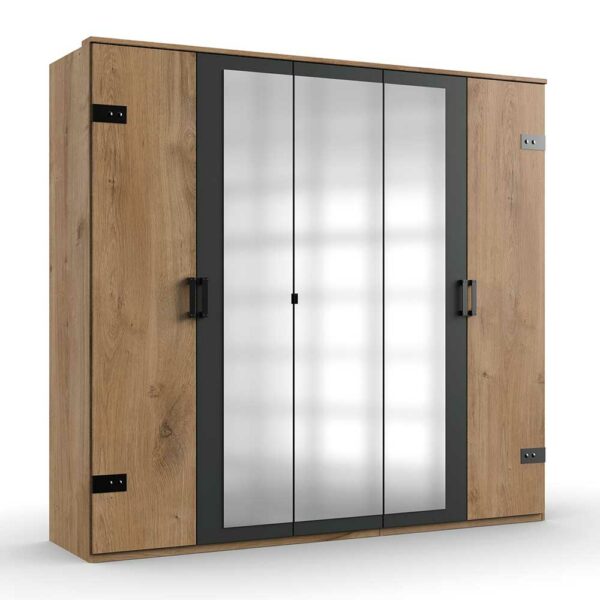 Star Möbel Kleiderschrank mit Spiegeln im Industry und Loft Stil 225 cm breit