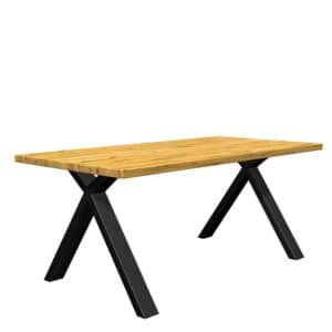 Natura Classico Eiche Esstisch modern aus Massivholz und Metall rechteckiger Tischplatte