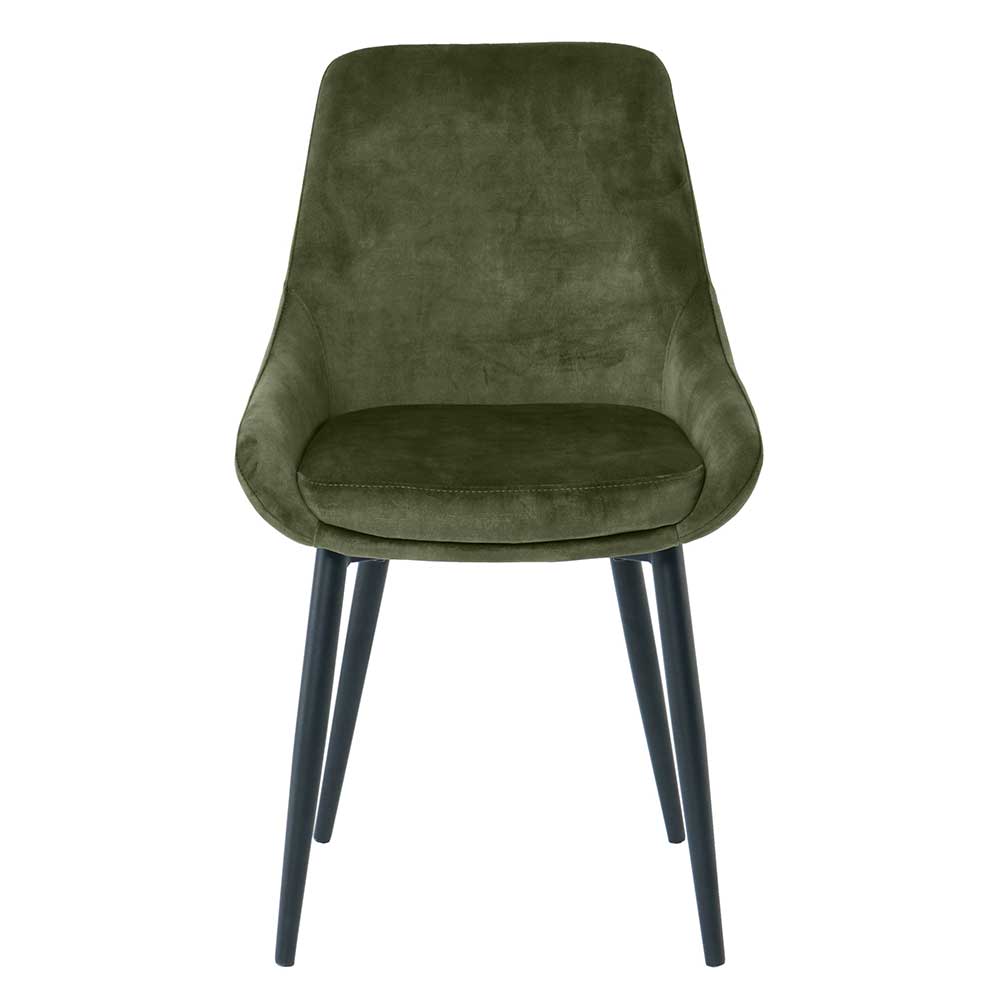 Möbel Exclusive Samt Esstisch Stühle in Dunkelgrün und Schwarz 47 cm Sitzhöhe (2er Set)