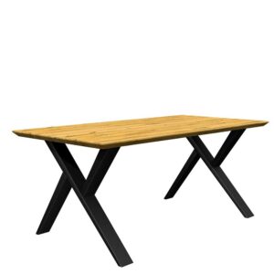 Natura Classico Holztisch mit Metallgestell aus Eiche und Metall Schweizer Kante