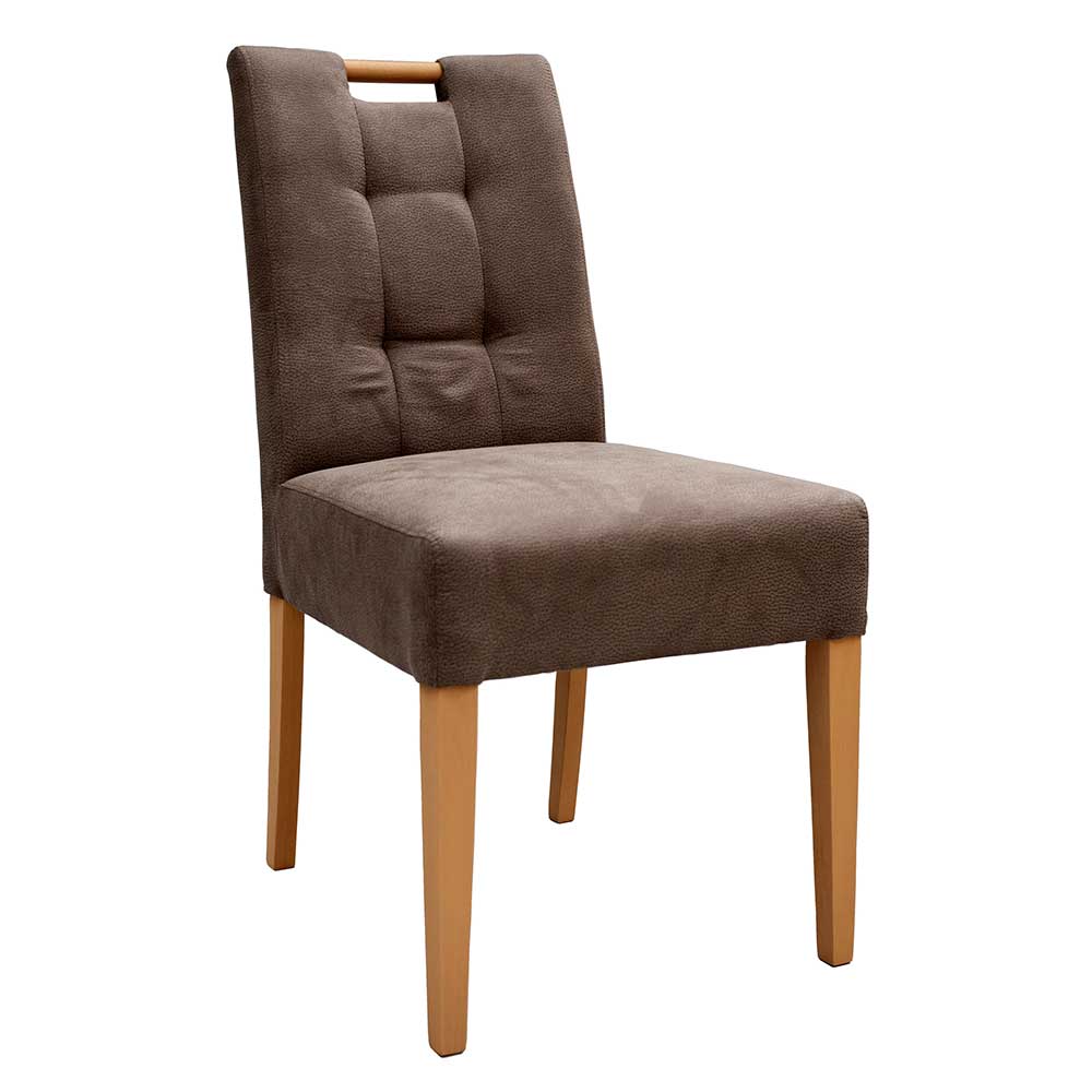 Basilicana Gepolsterter Stuhl in Taupe Gestell aus Buche Massivholz