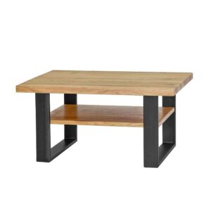 Massivio Echtholztisch aus Wildeiche Massivholz und Eisen Wohnzimmer