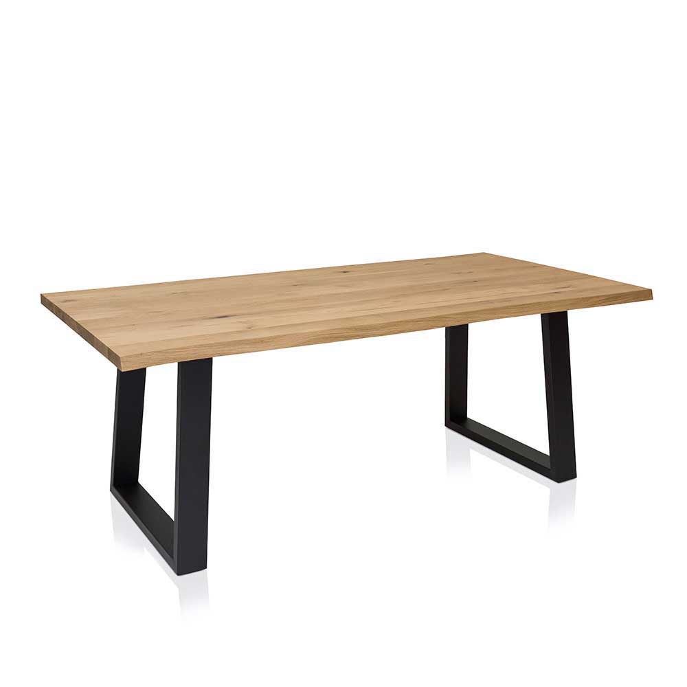 Massivio Esszimmer Tisch aus Wildeiche Massivholz Eisengestell