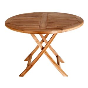 4Home Garten Klapptisch aus Teak Massivholz rund