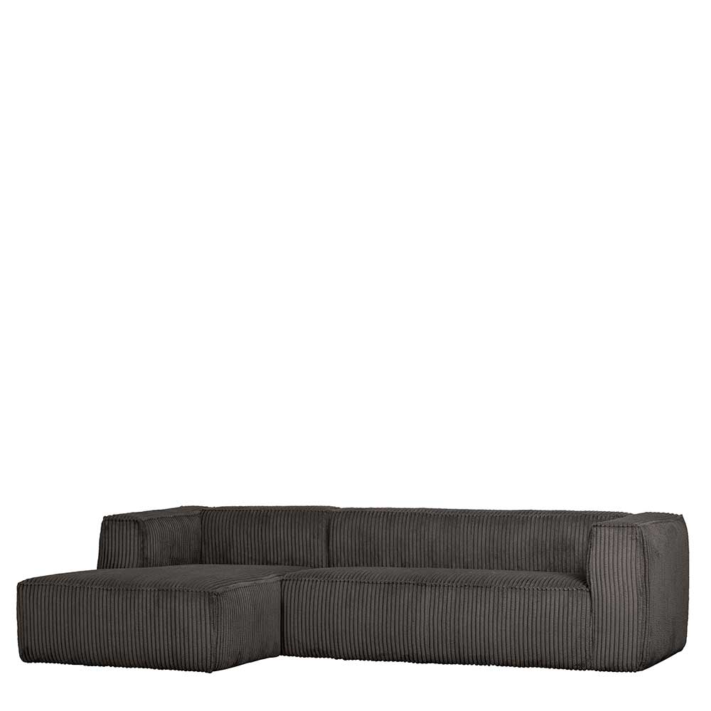 Basilicana Sofa Eckgarnitur in Dunkelgrau Breitcord Bezug