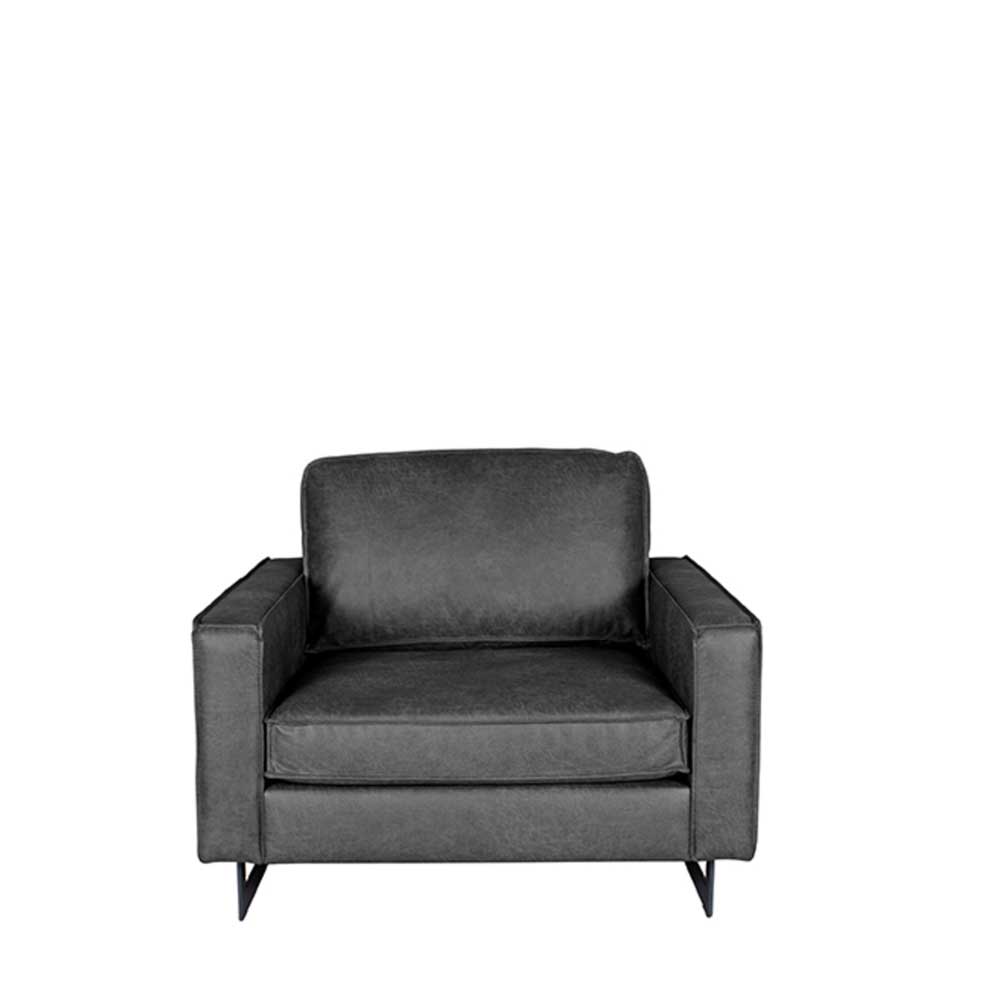 Möbel Exclusive Moderner Wohnzimmer Sessel in Anthrazit Micofaser Armlehnen