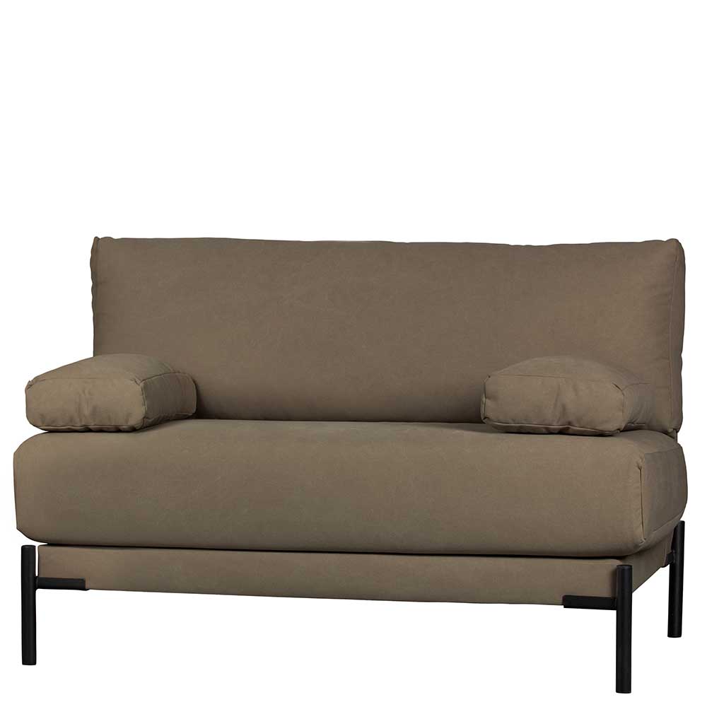 Basilicana Zweier Sofa in Khaki und Schwarz Canvas Bezug