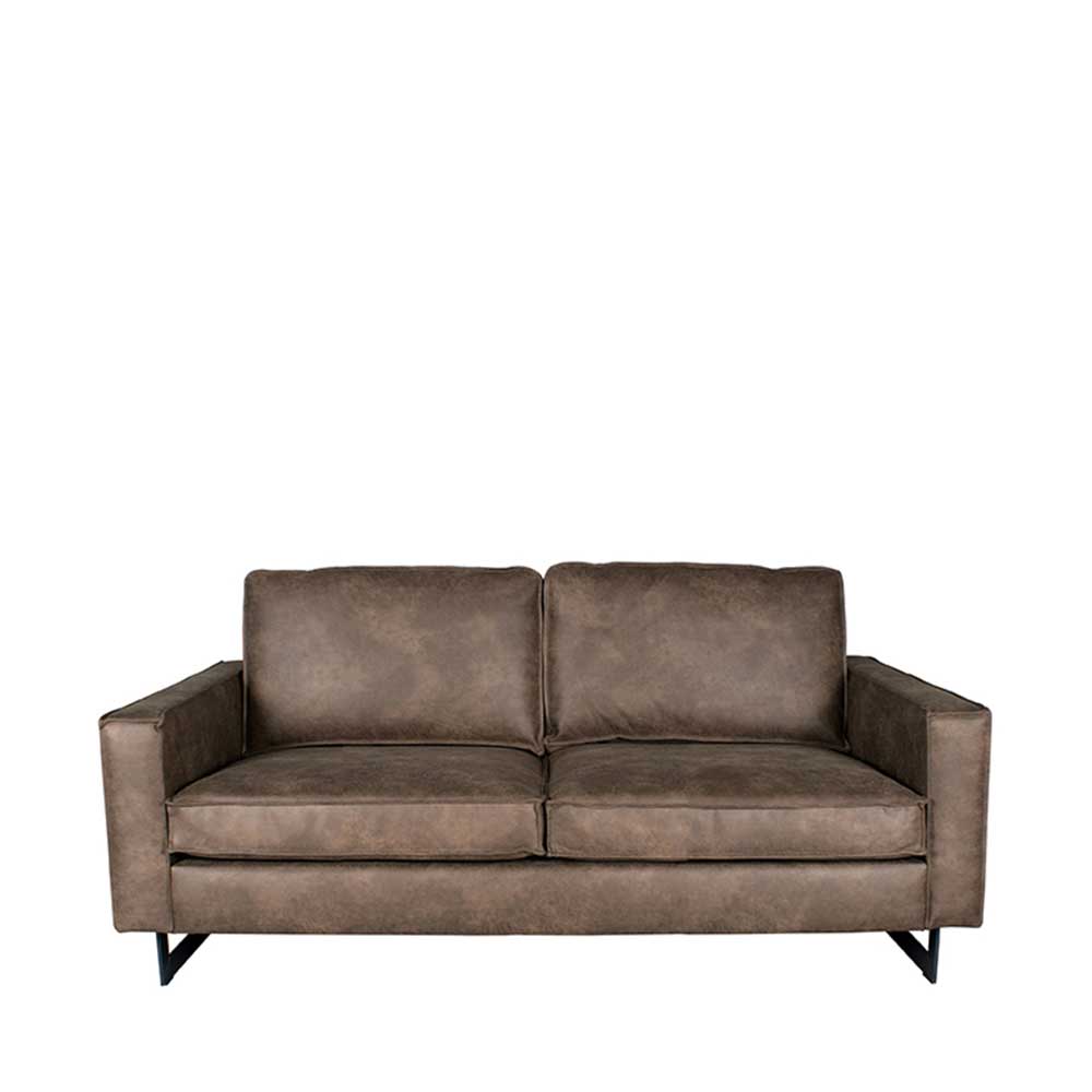 Möbel Exclusive Lounge Sofa in Taupe Microfaser Armlehnen
