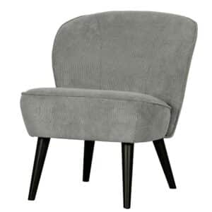 Basilicana Kleiner Sessel im Retrostil Cord Bezug Graugrün
