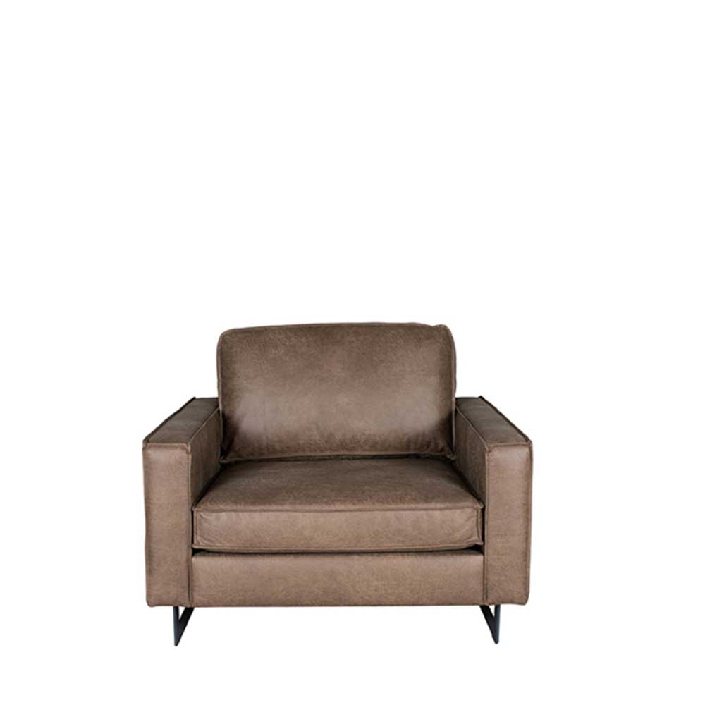 Möbel Exclusive Lounge Sessel in Taupe Microfaser Metall Bügelgestell in Schwarz