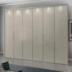 Franco Möbel Schlafzimmerkleiderschrank Glasfront in Beige Made in Germany