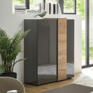 TopDesign Design Highboard in Dunkelgrau Eiche Holzoptik