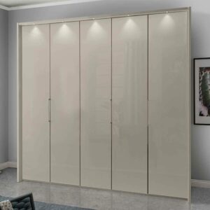 Franco Möbel Kleiderschrank Glasfront in Beige Dreh- und Falttüren