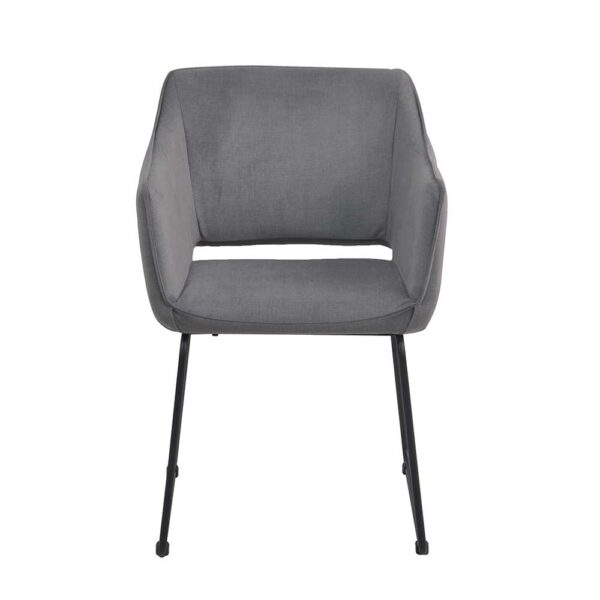 Möbel Exclusive Armlehnenstühle in Grau Webstoff Metallbügeln (2er Set)