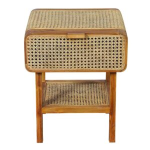 Möbel Exclusive Nachtschrank aus Rattan und Teak Massivholz Retrostil