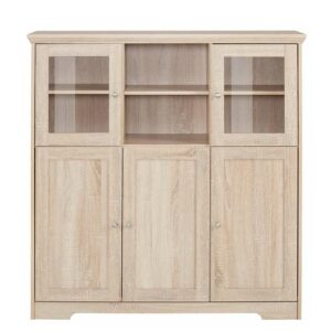 Möbel4Life Highboard Vitrine in Eichefarben 125 cm breit