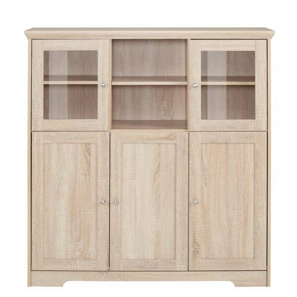 Möbel4Life Highboard Vitrine in Eichefarben 125 cm breit