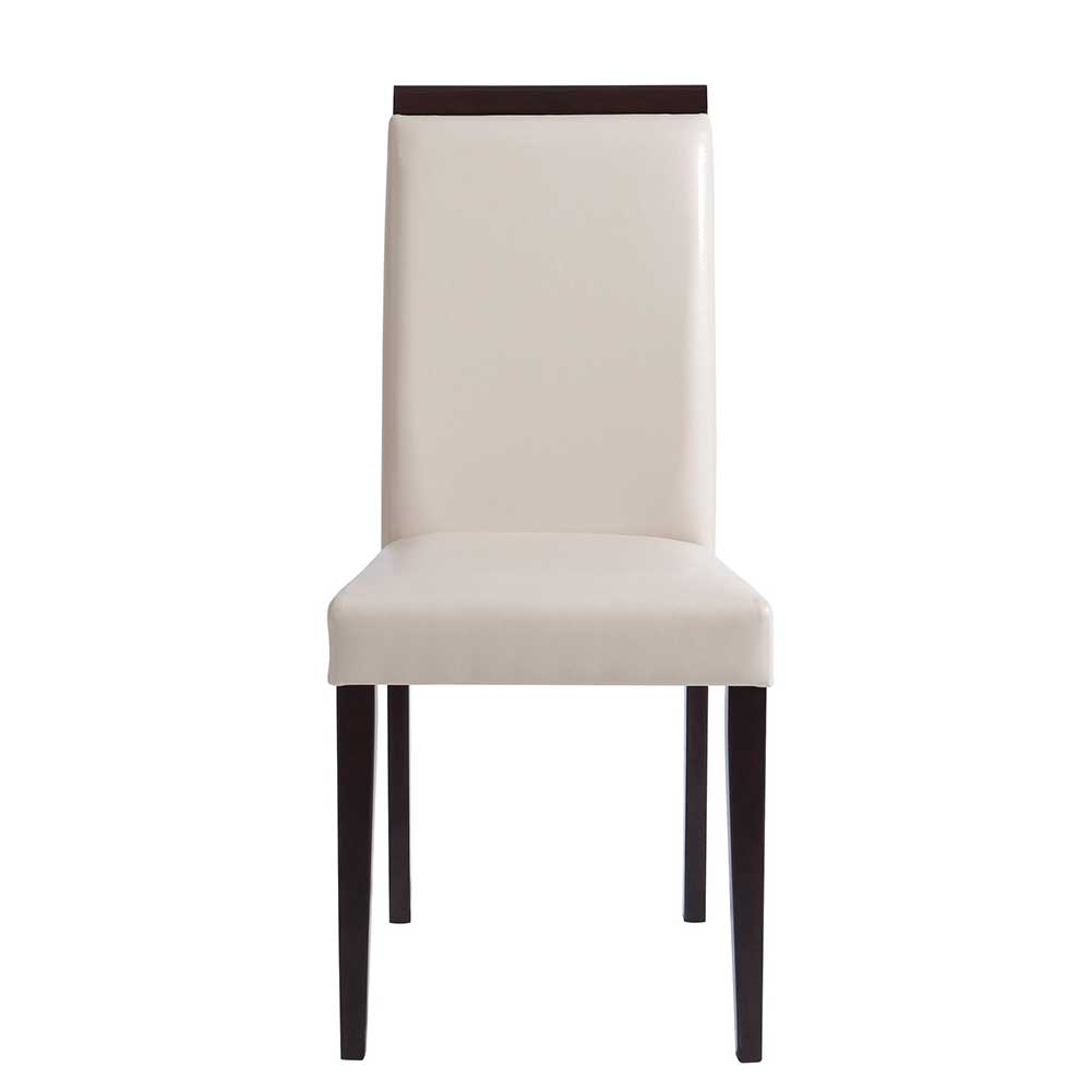 Möbel4Life Esstischstühle in Creme Weiß und Wengefarben Massivholzgestell (2er Set)