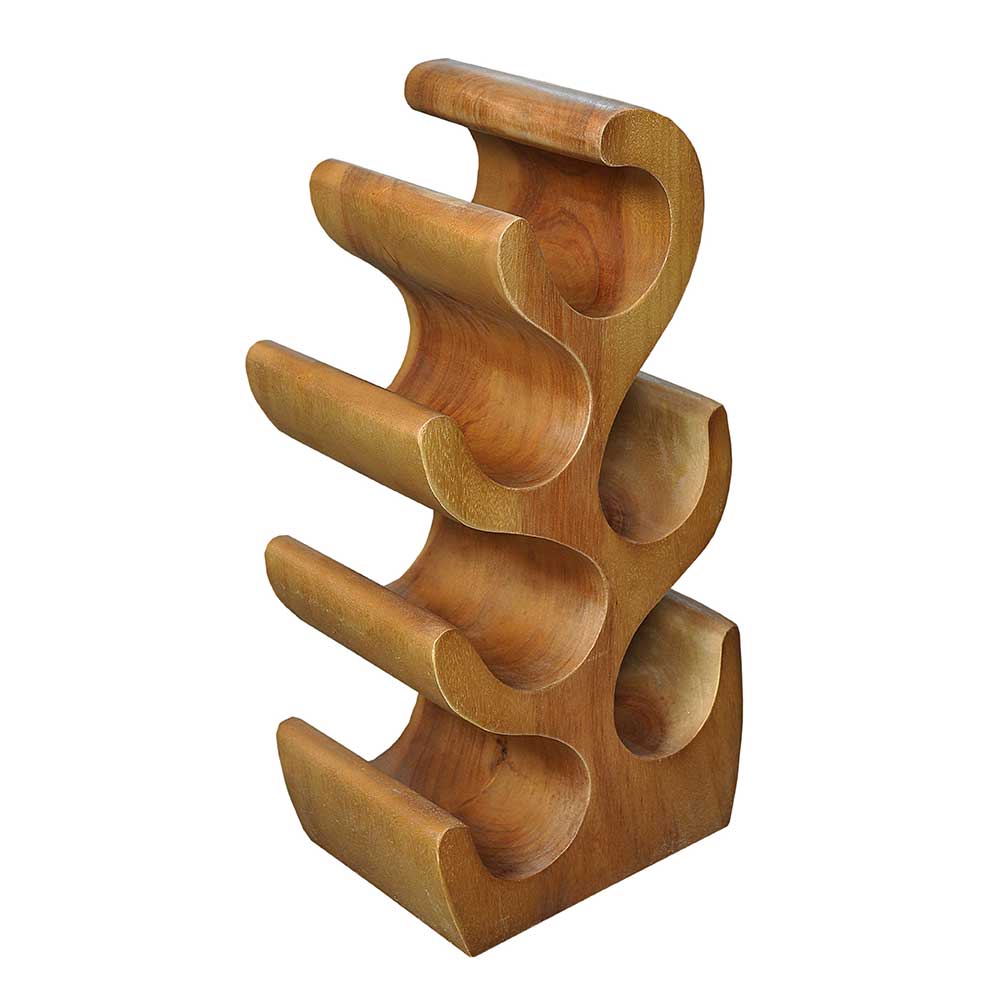 Möbel Exclusive Design Flaschenregal aus Suar Massivholz geschwungener Form