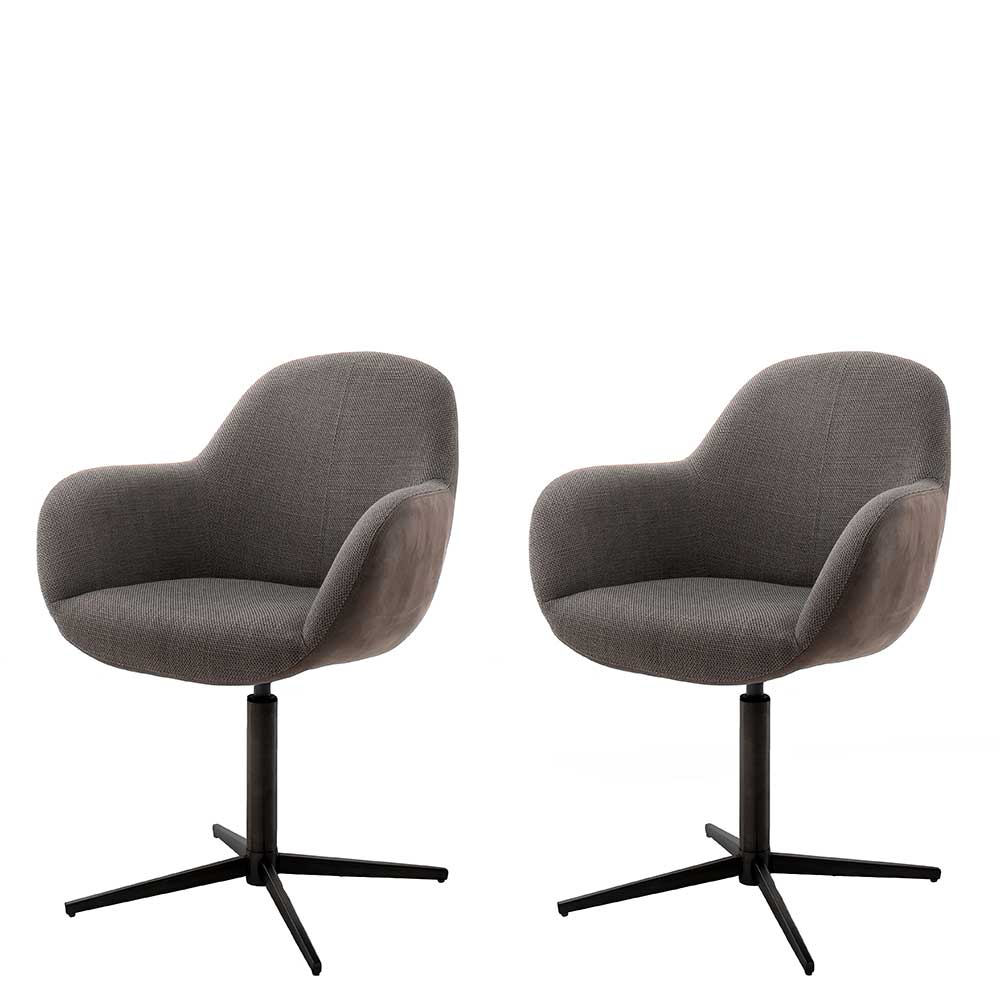 TopDesign Polster Drehstühle in Hellbraun und Schwarz Gestell aus Metall (2er Set)