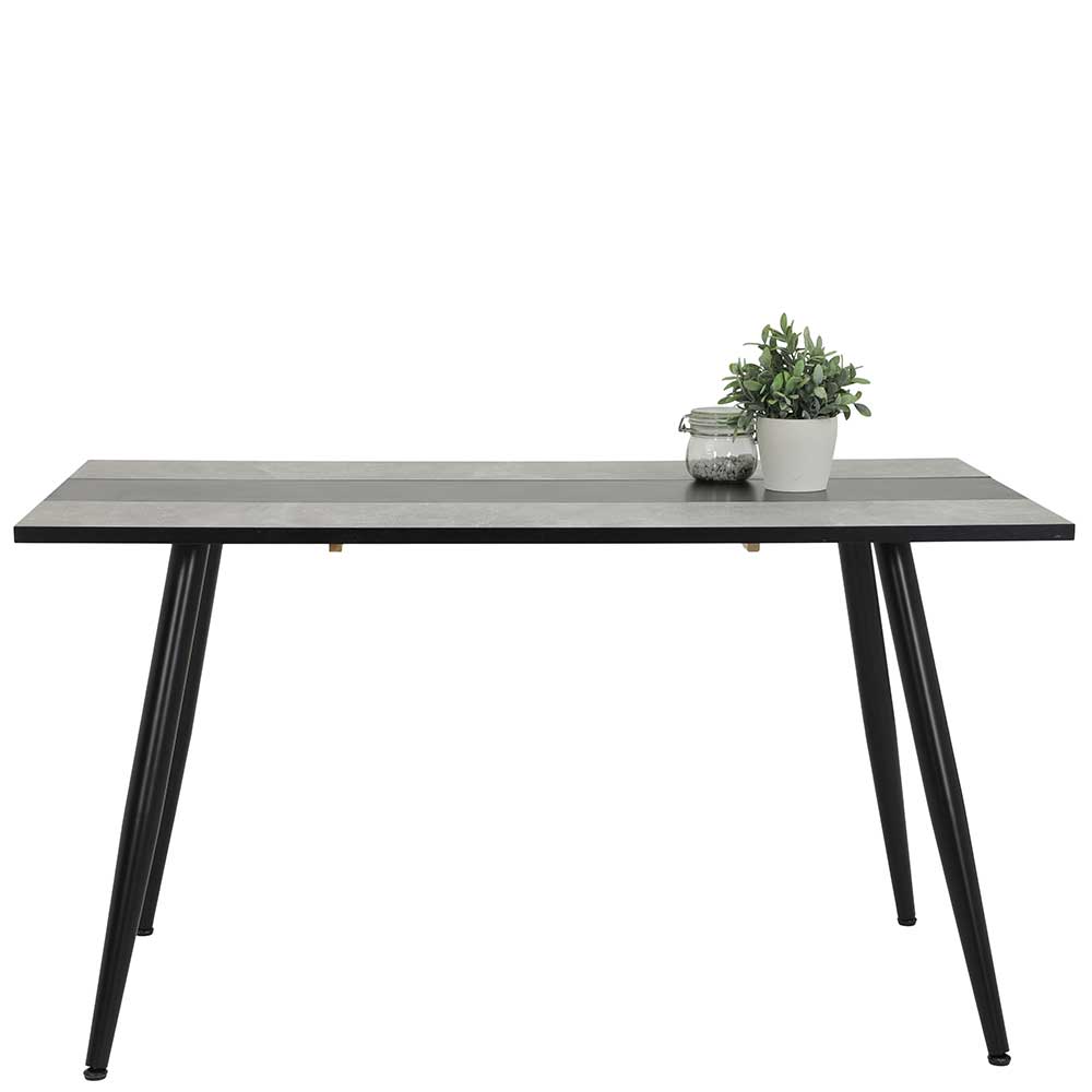 4Home Tisch Esszimmer in Beton Grau und Schwarz Vierfußgestell