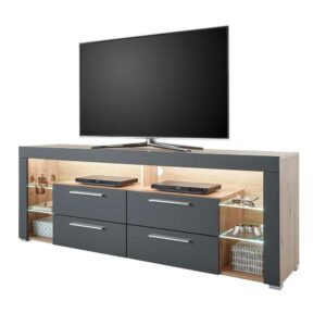 Möbel4Life TV Möbel in Grau und Asteiche Optik mit