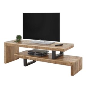 Möbel4Life Design Fernsehbank aus Mangobaum Massivholz Industry Stil (zweiteilig)